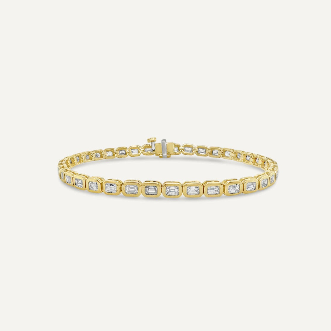 Emerald Cut Bezel Diamond Tennis Bracelet