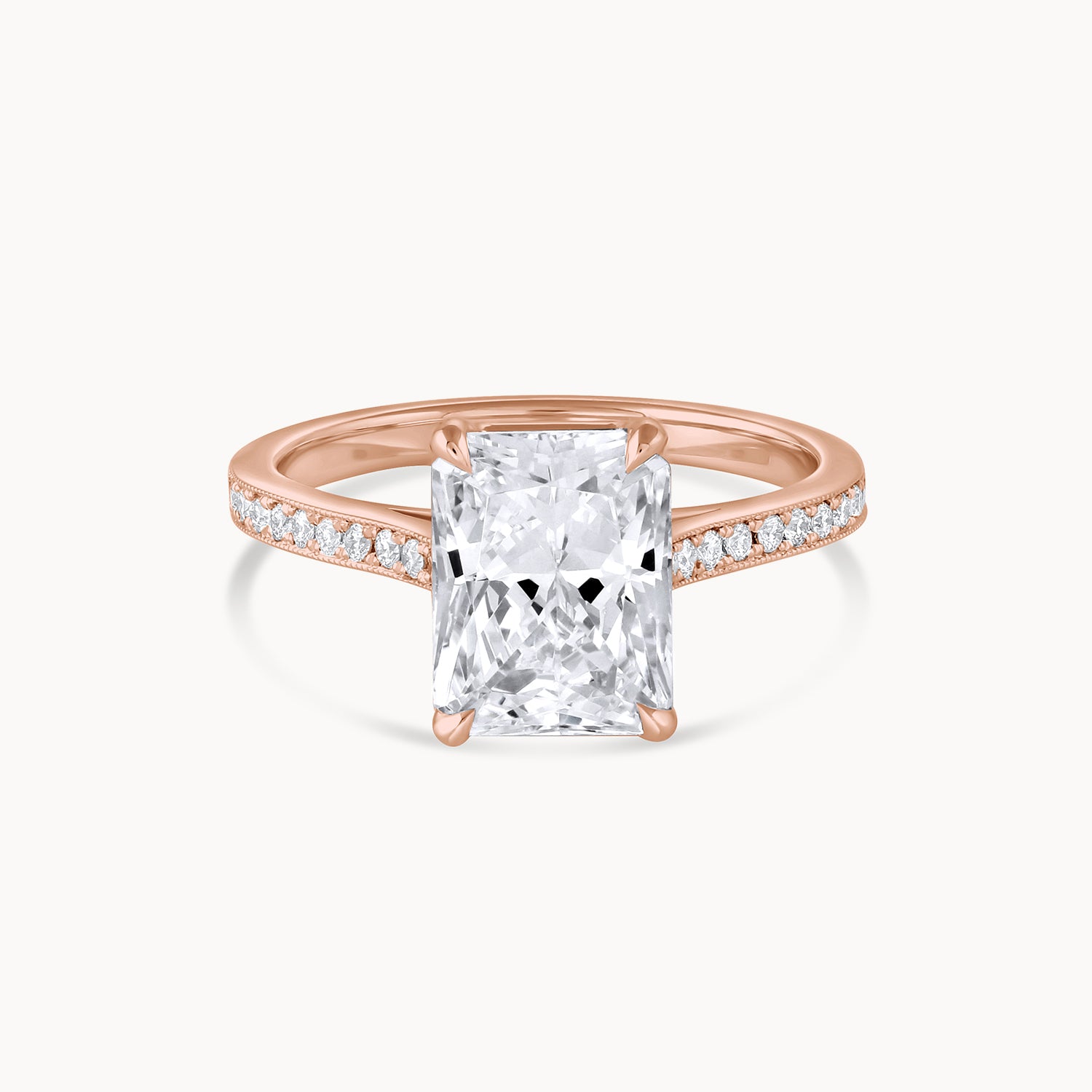 Radiant Cathedral Pavé Diamond Engagement Ring