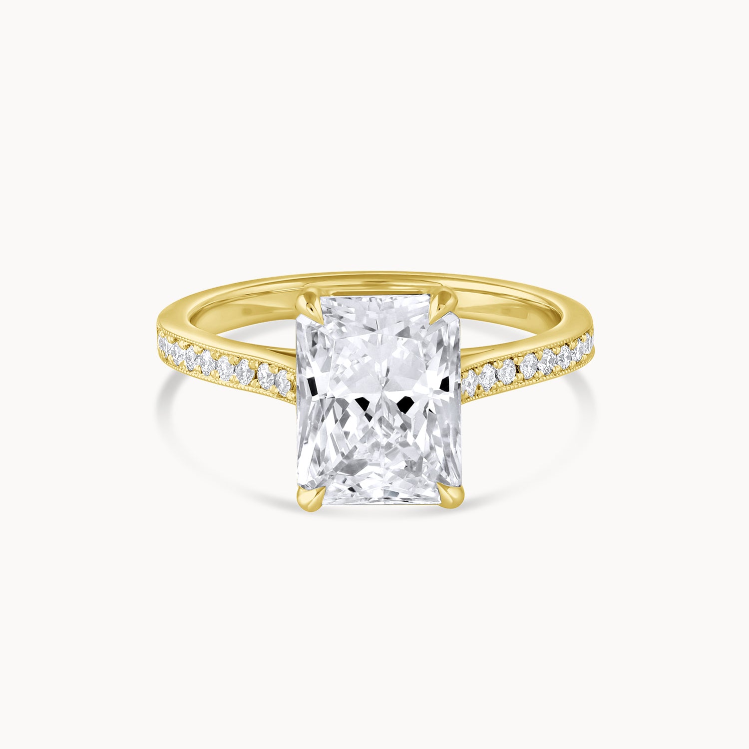 Radiant Cathedral Pavé Diamond Engagement Ring