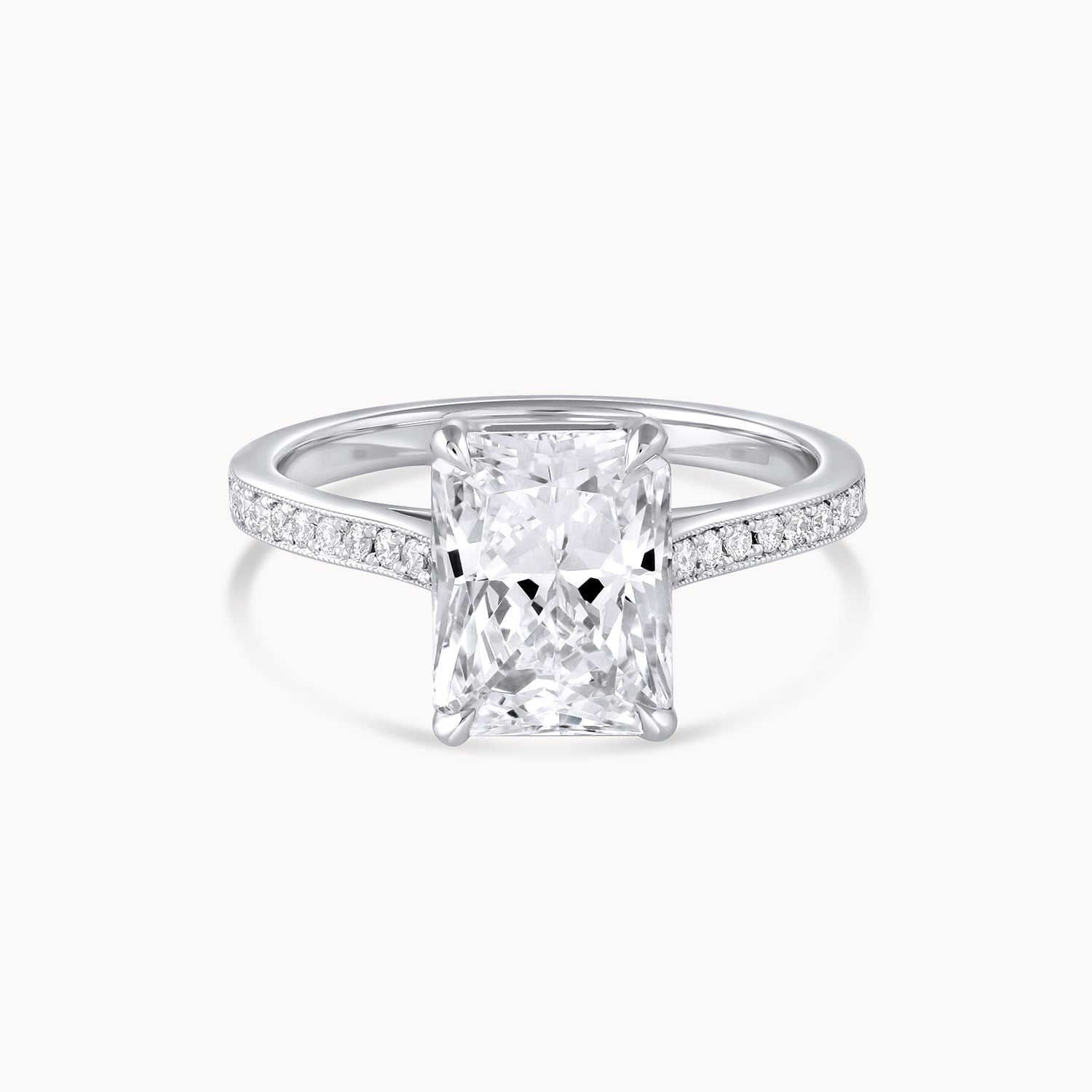 Radiant Cathedral Pavé Diamond Engagement Ring