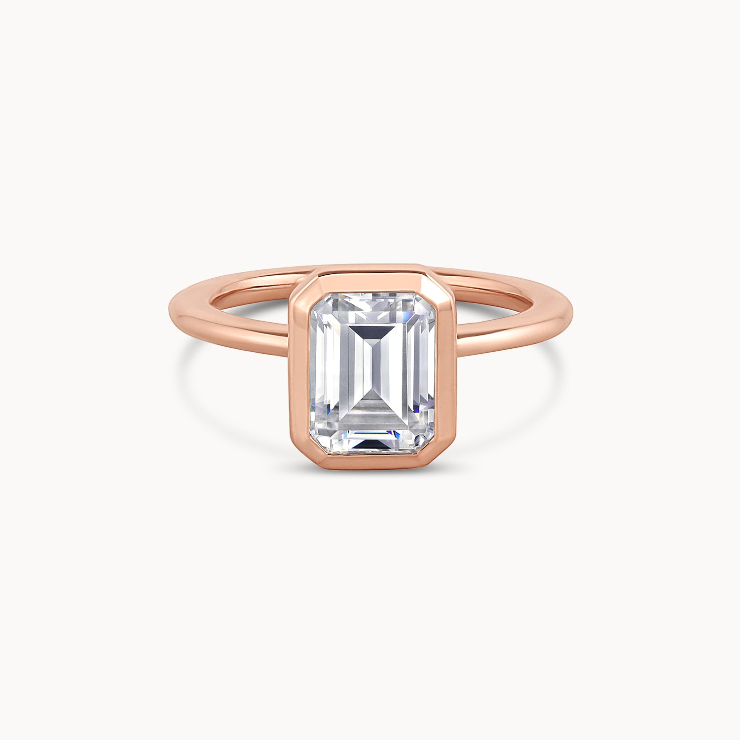 Emerald Cut Bezel Engagement Ring