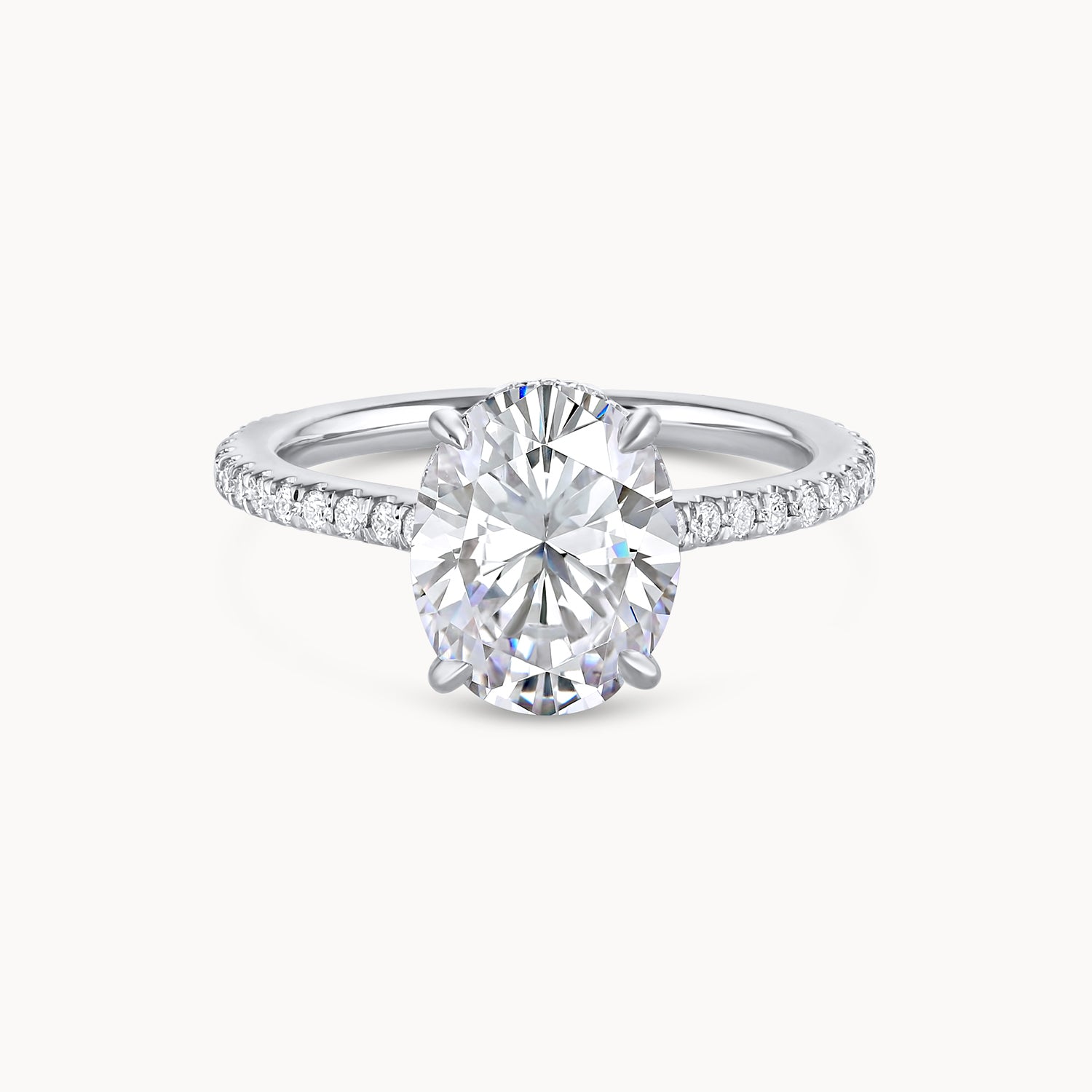 Oval Hidden Halo Pavé Diamond Engagement Ring