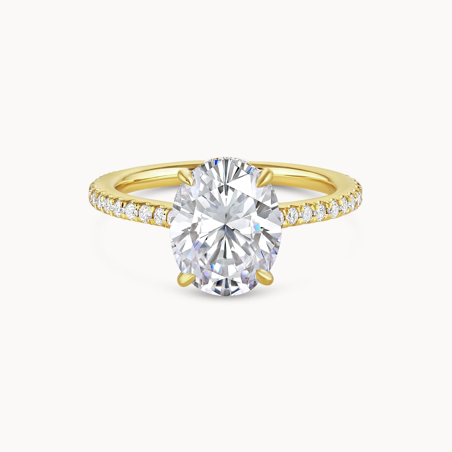 Oval Hidden Halo Pavé Diamond Engagement Ring