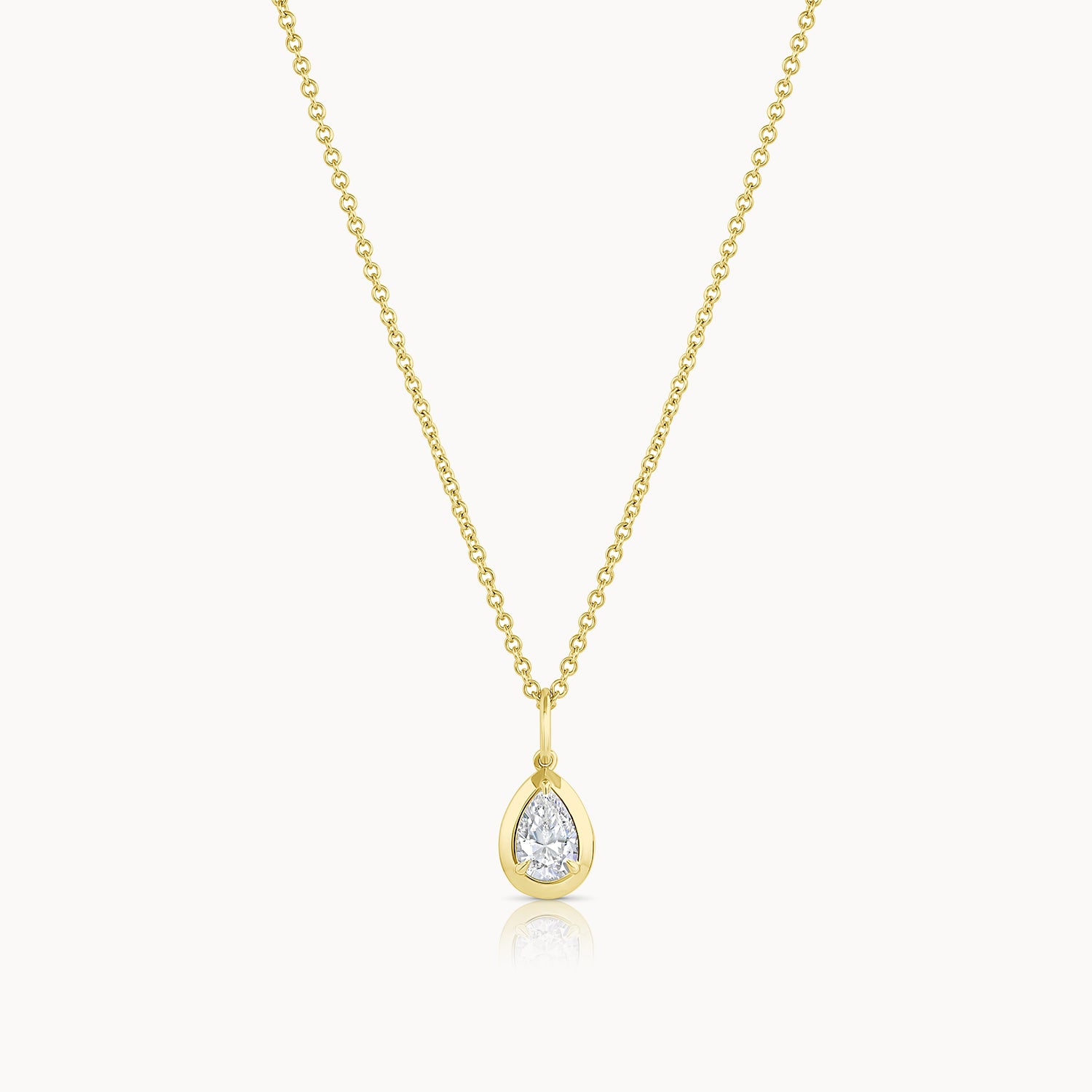 Bezel Set Pear Shape Diamond Pendant