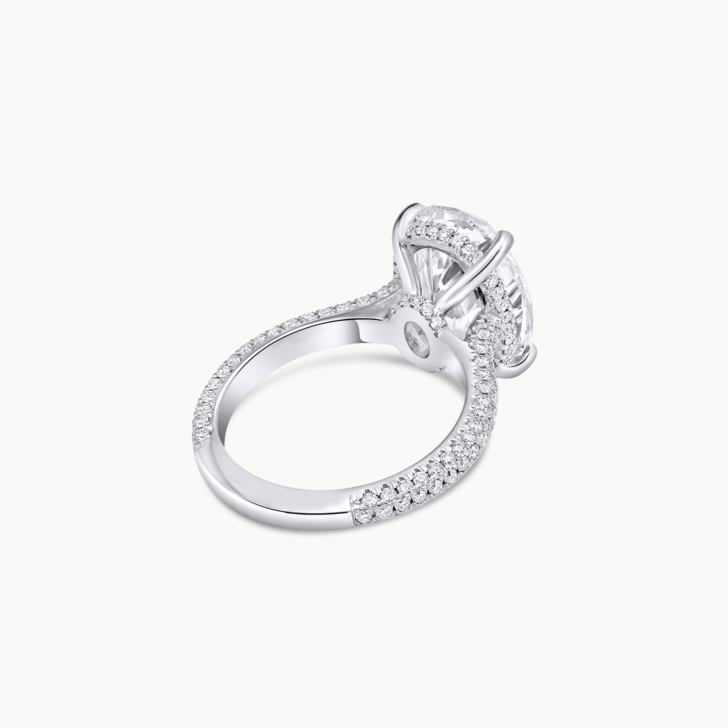 Three Row Oval Pavé Diamond Engagement Ring