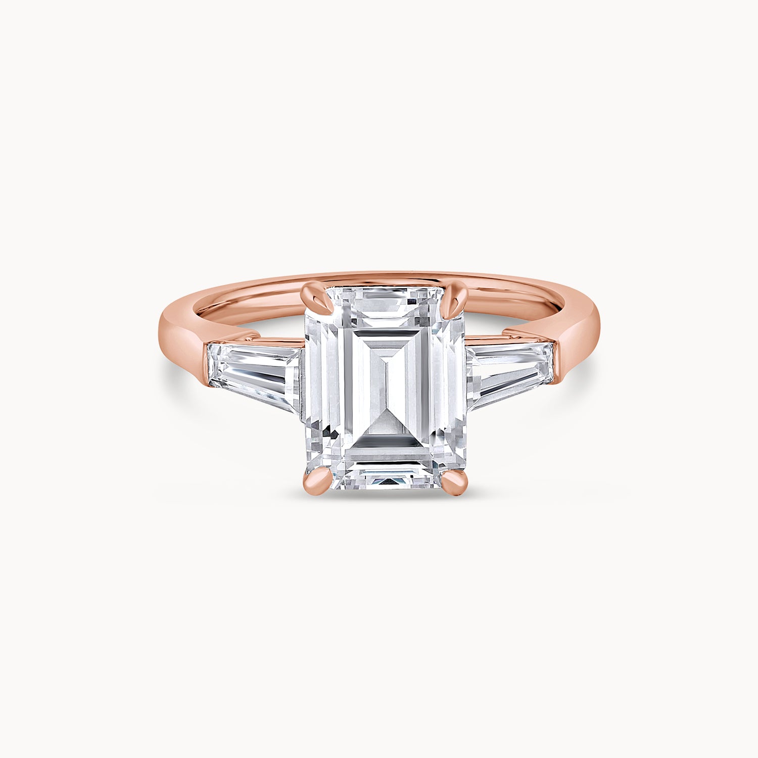 Three Stone Emerald Cut Diamond Engagement Ring