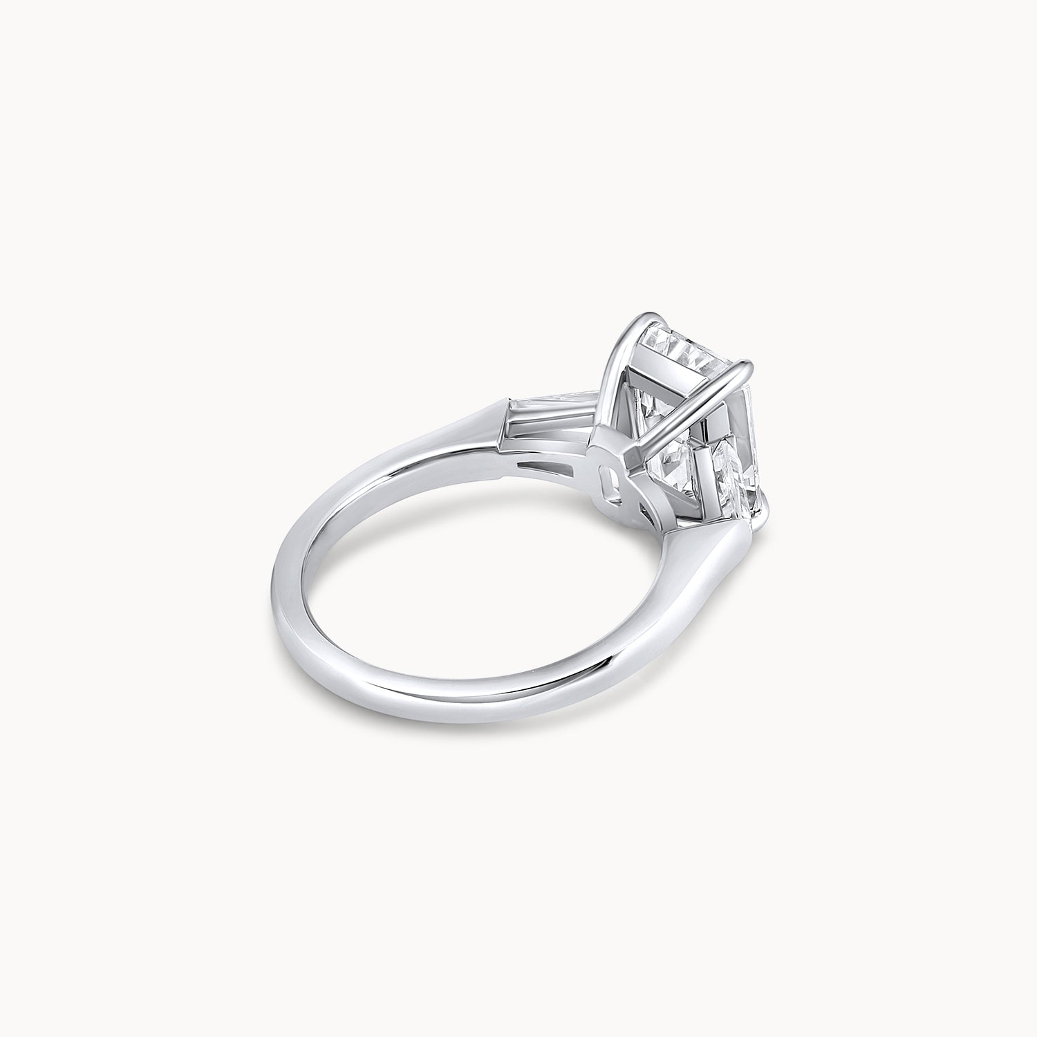 Three Stone Emerald Cut Diamond Engagement Ring