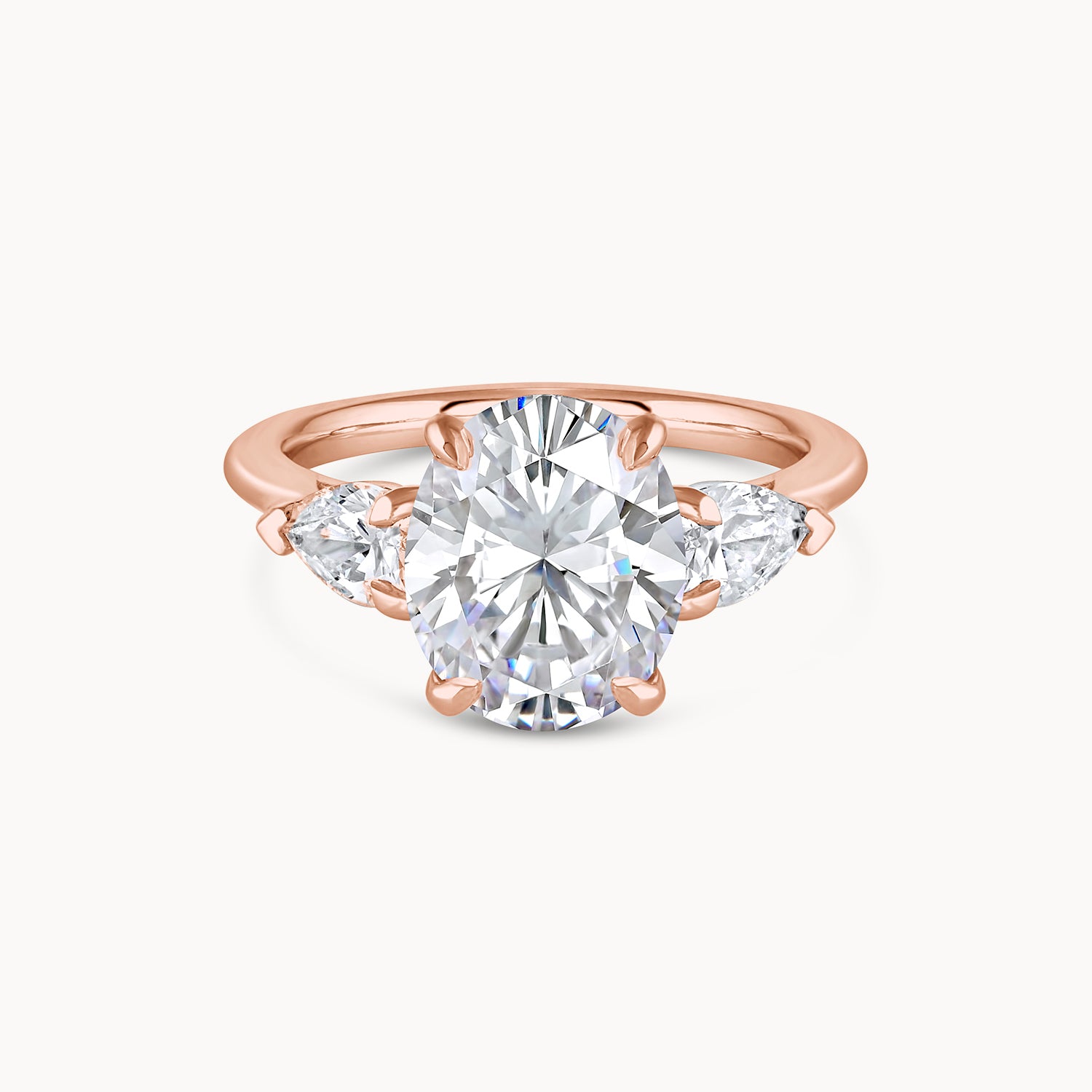 Three Stone Oval Diamond Engagement Ring