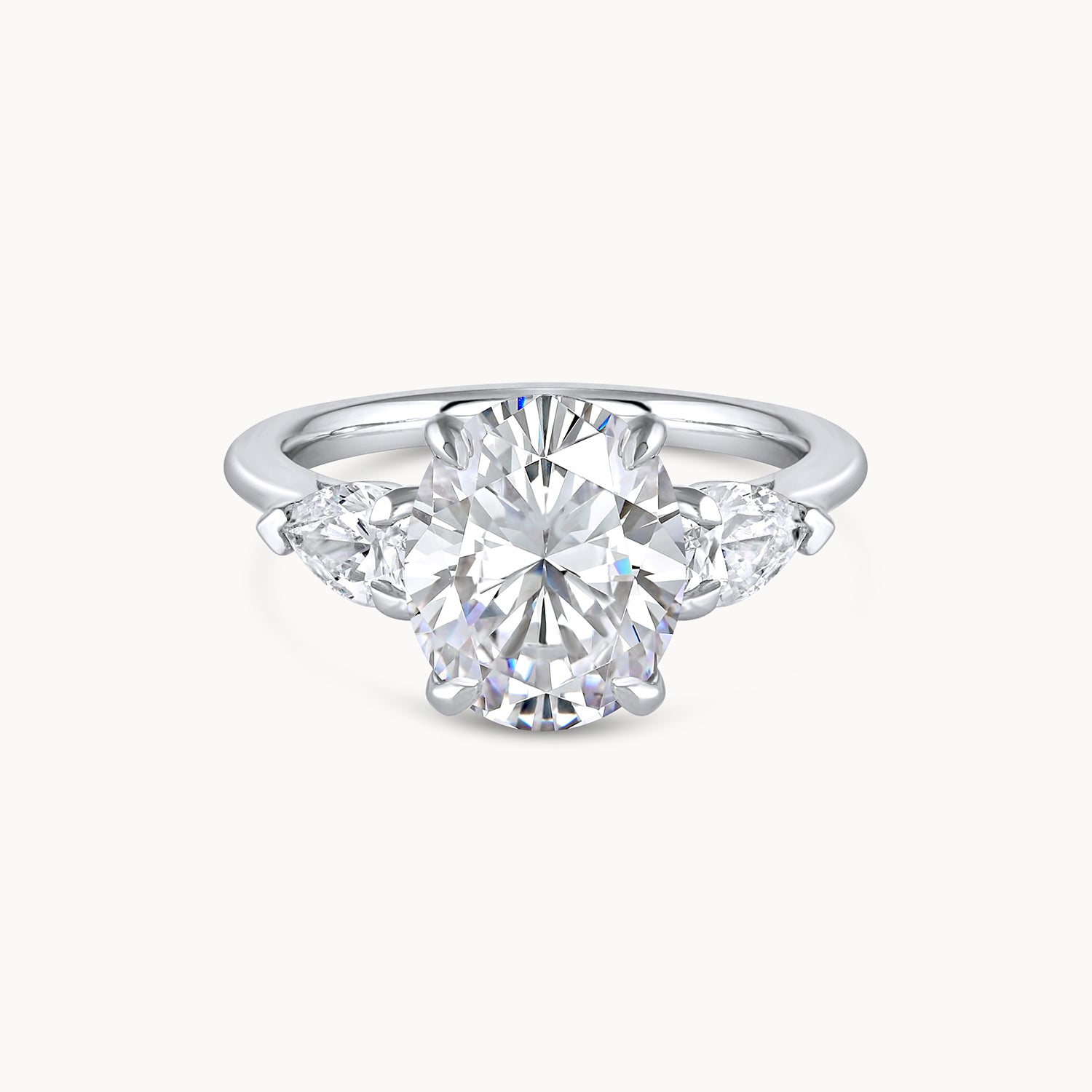 Three Stone Oval Diamond Engagement Ring