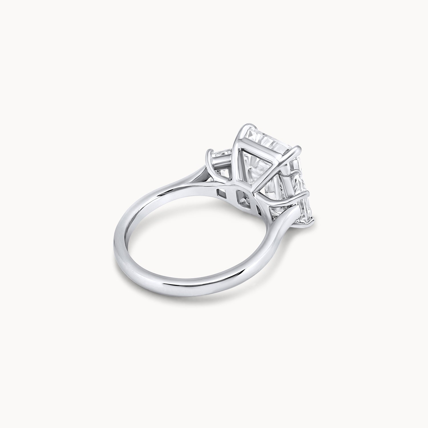 Three Stone Emerald Cut Diamond Engagement Ring