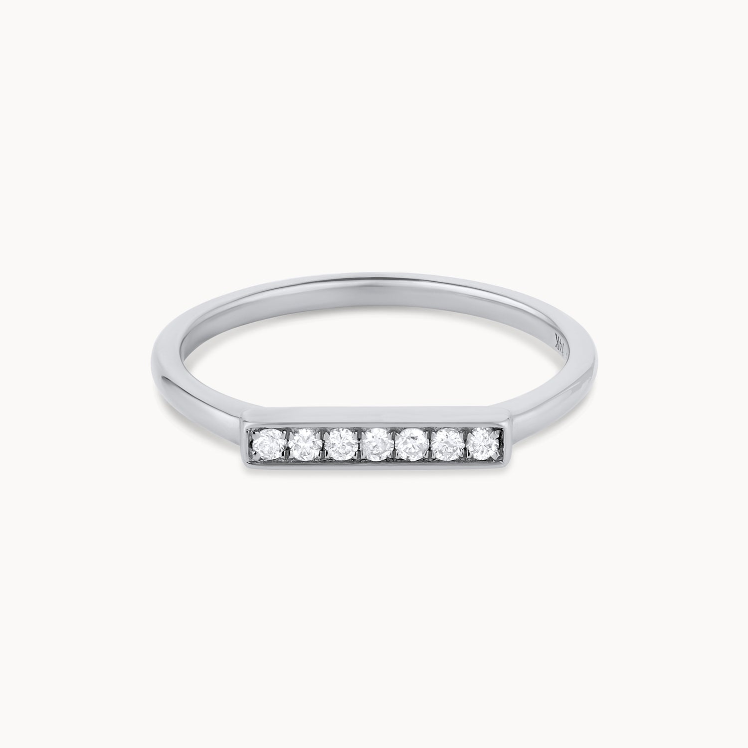 Diamond Bead Set Bar Ring