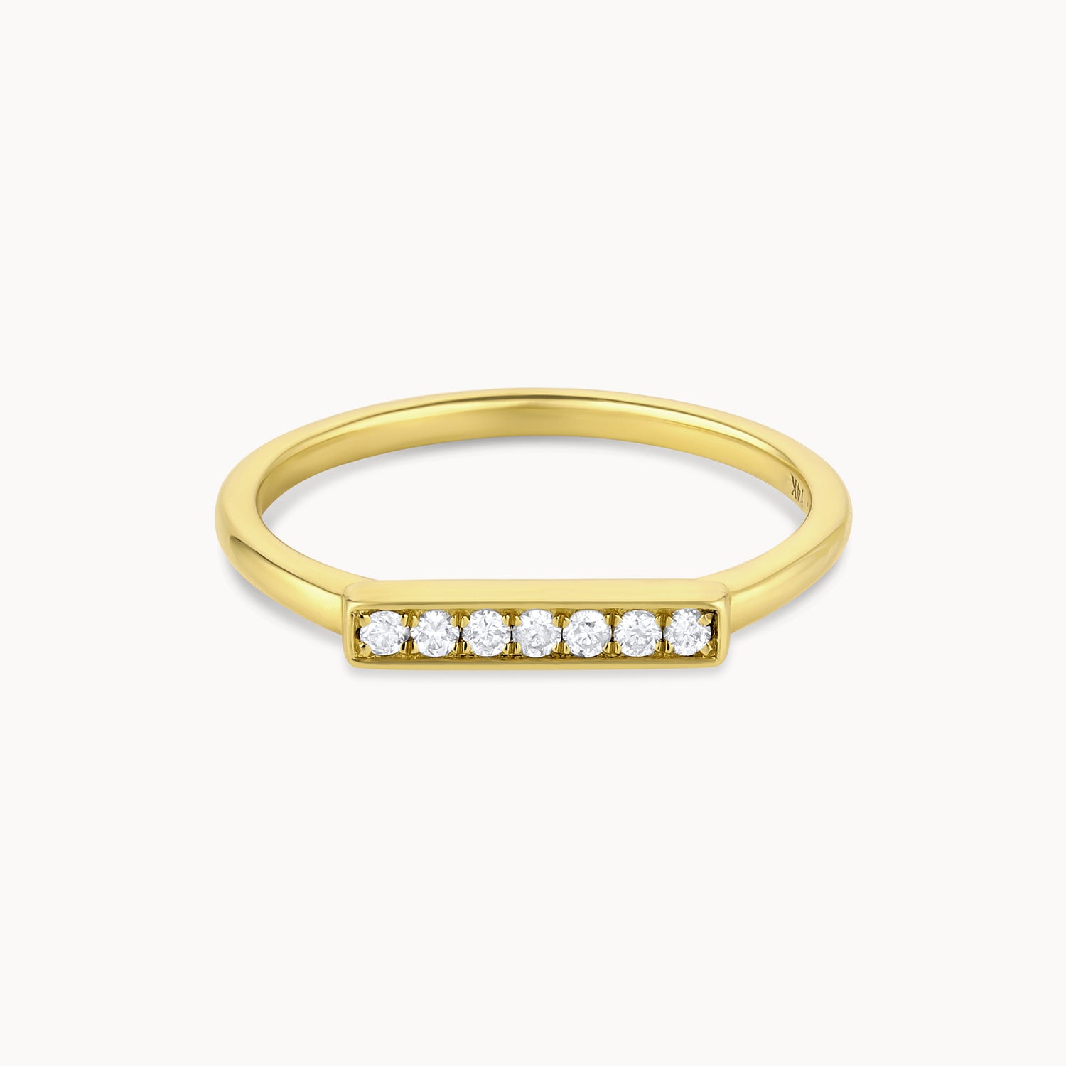 Diamond Bead Set Bar Ring