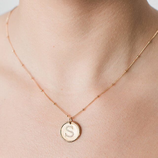 Diamond Initial Disc Pendant