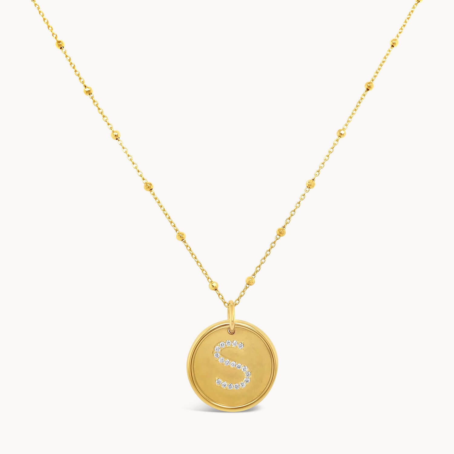 Diamond Initial Disc Pendant