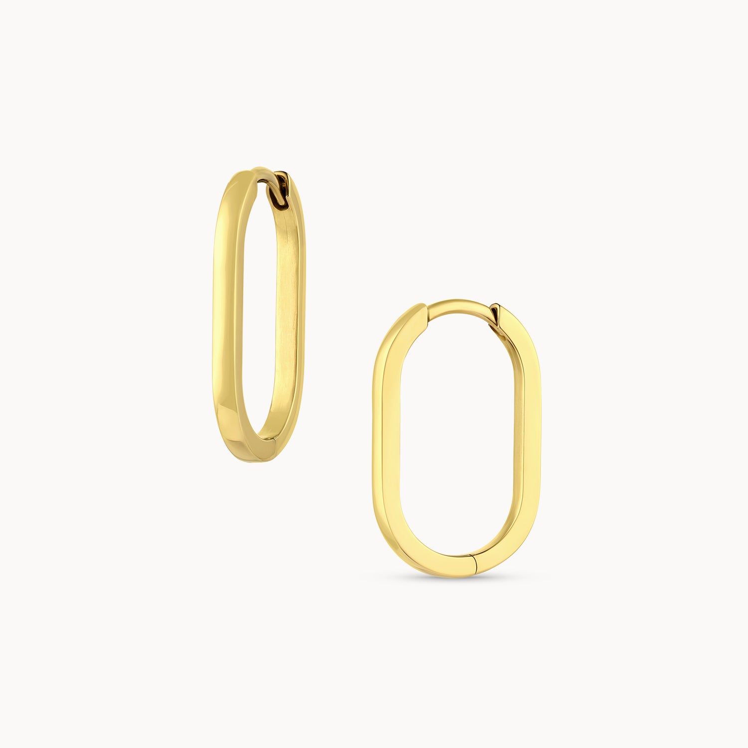 Elongated Oval Huggie Earrings