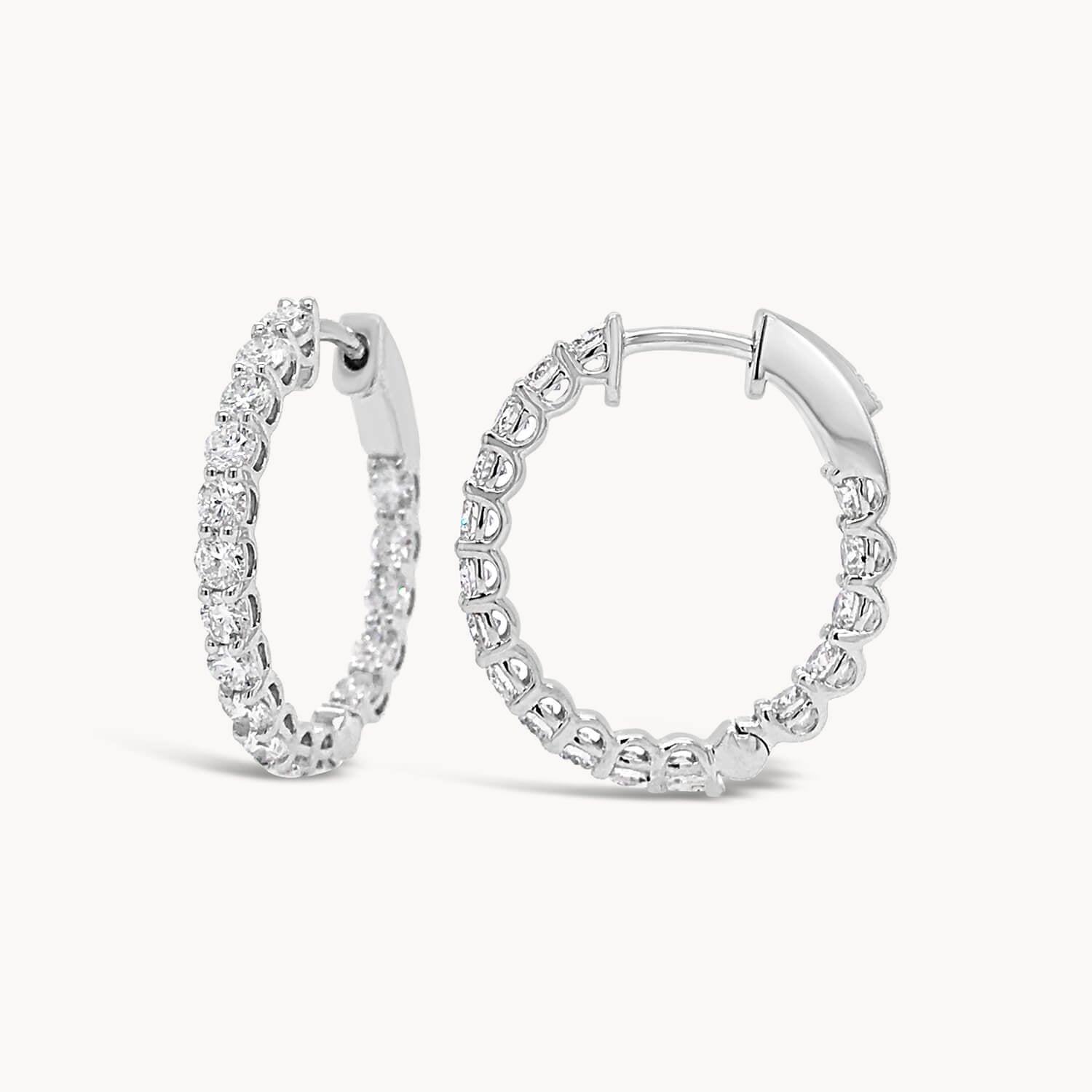 Inside Out Oval Diamond Hoop Earrings