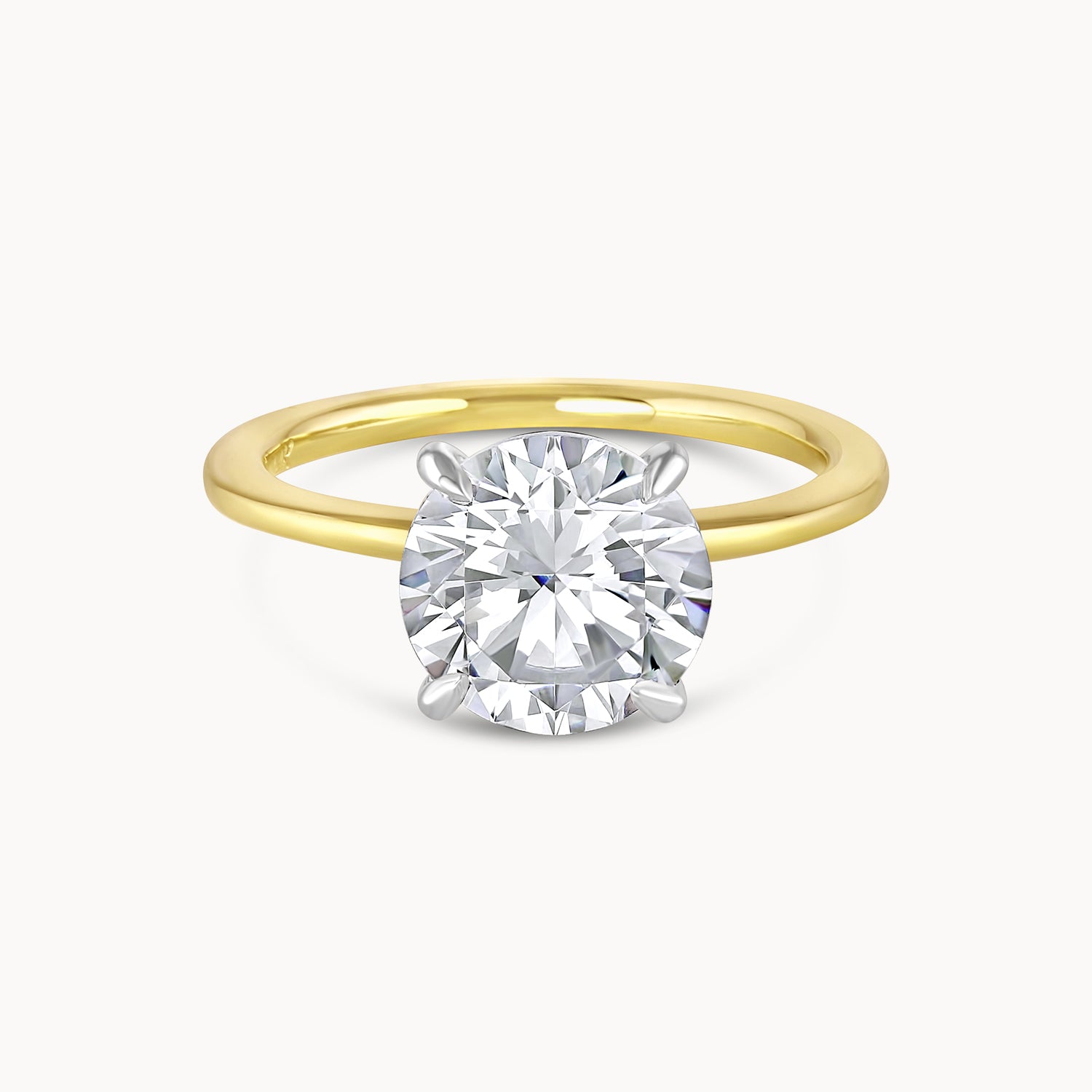 Two Toned Round Brilliant Solitaire Diamond Engagement Ring