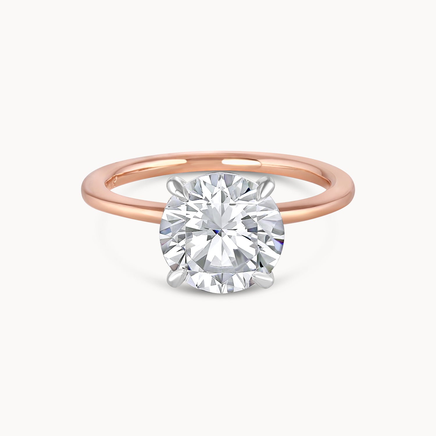 Two Toned Round Brilliant Solitaire Diamond Engagement Ring