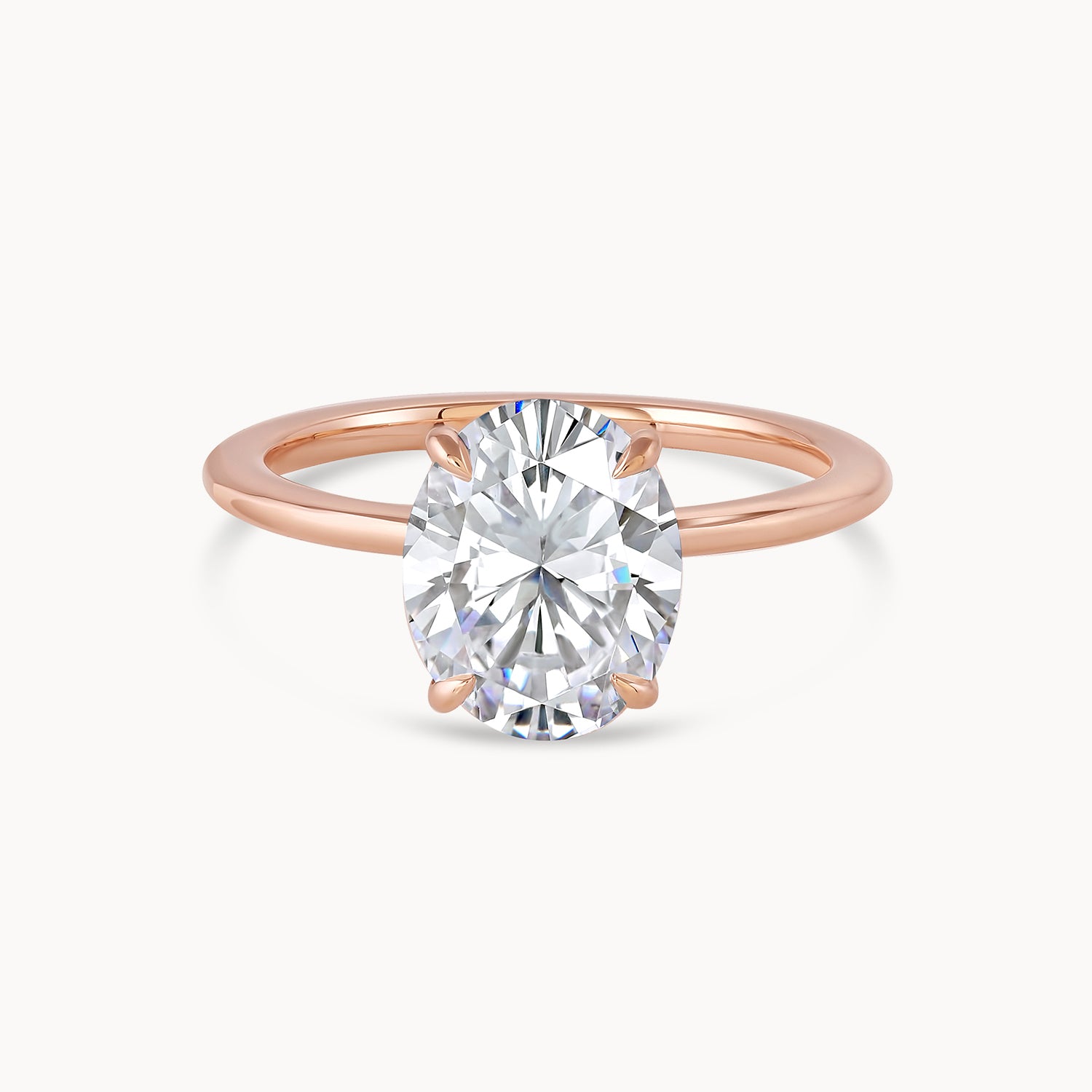 Rose Gold Oval Solitaire Diamond Engagement Ring