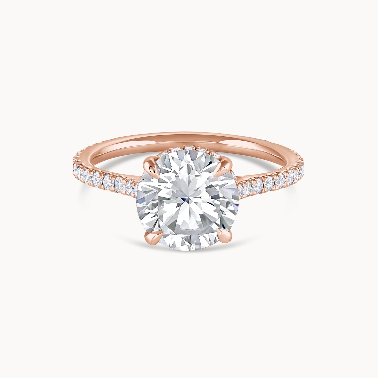 Round Brilliant Hidden Halo Pavé Diamond Engagment Ring