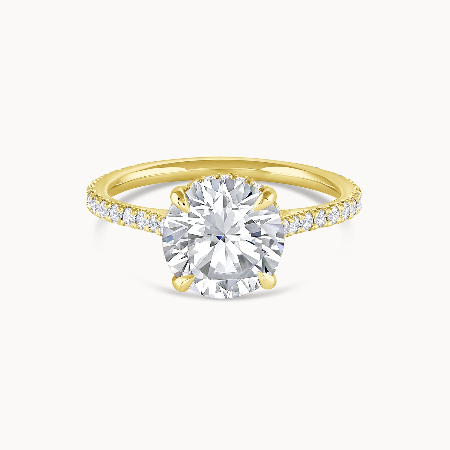 Round Brilliant Hidden Halo Pavé Diamond Engagment Ring