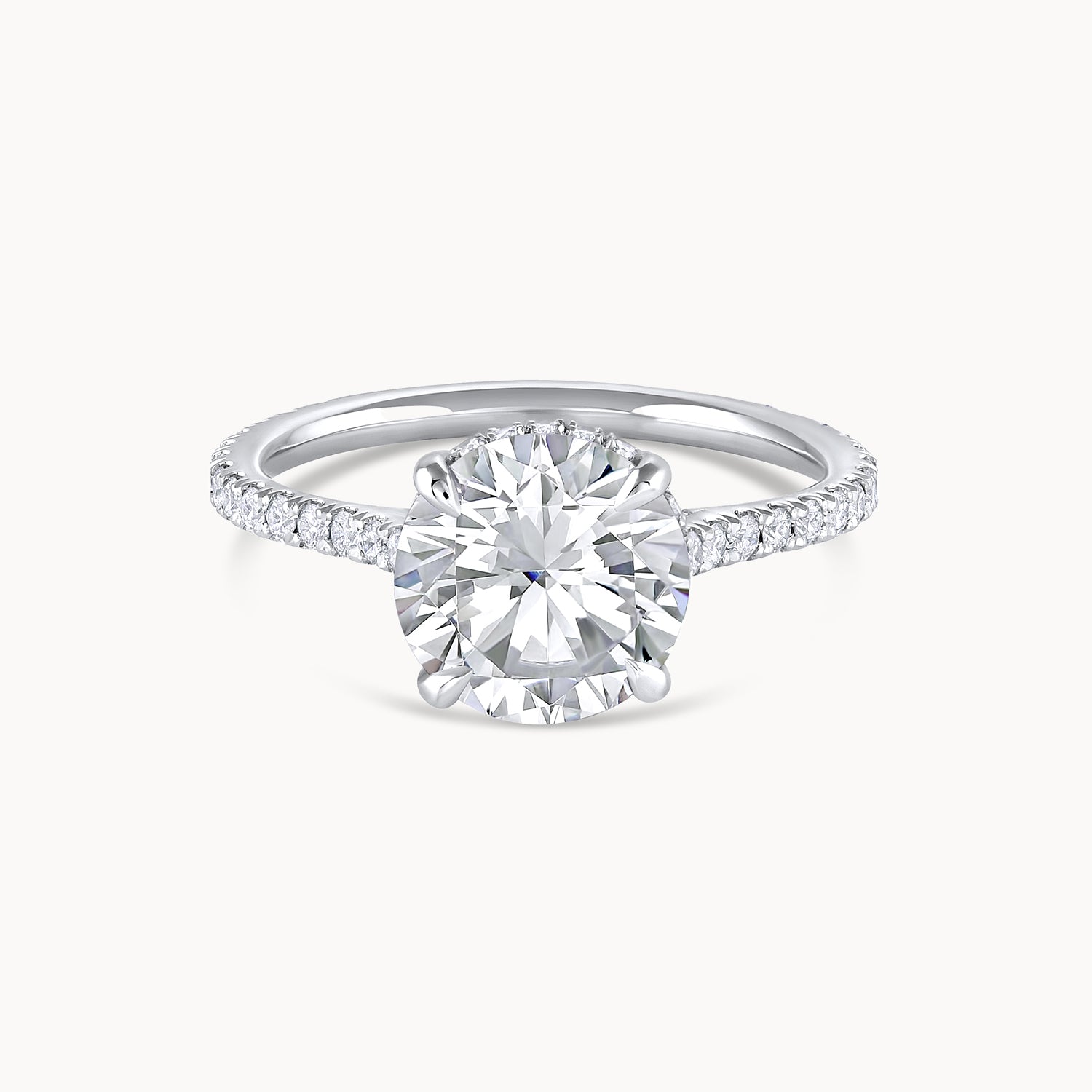 Round Brilliant Hidden Halo Pavé Diamond Engagment Ring