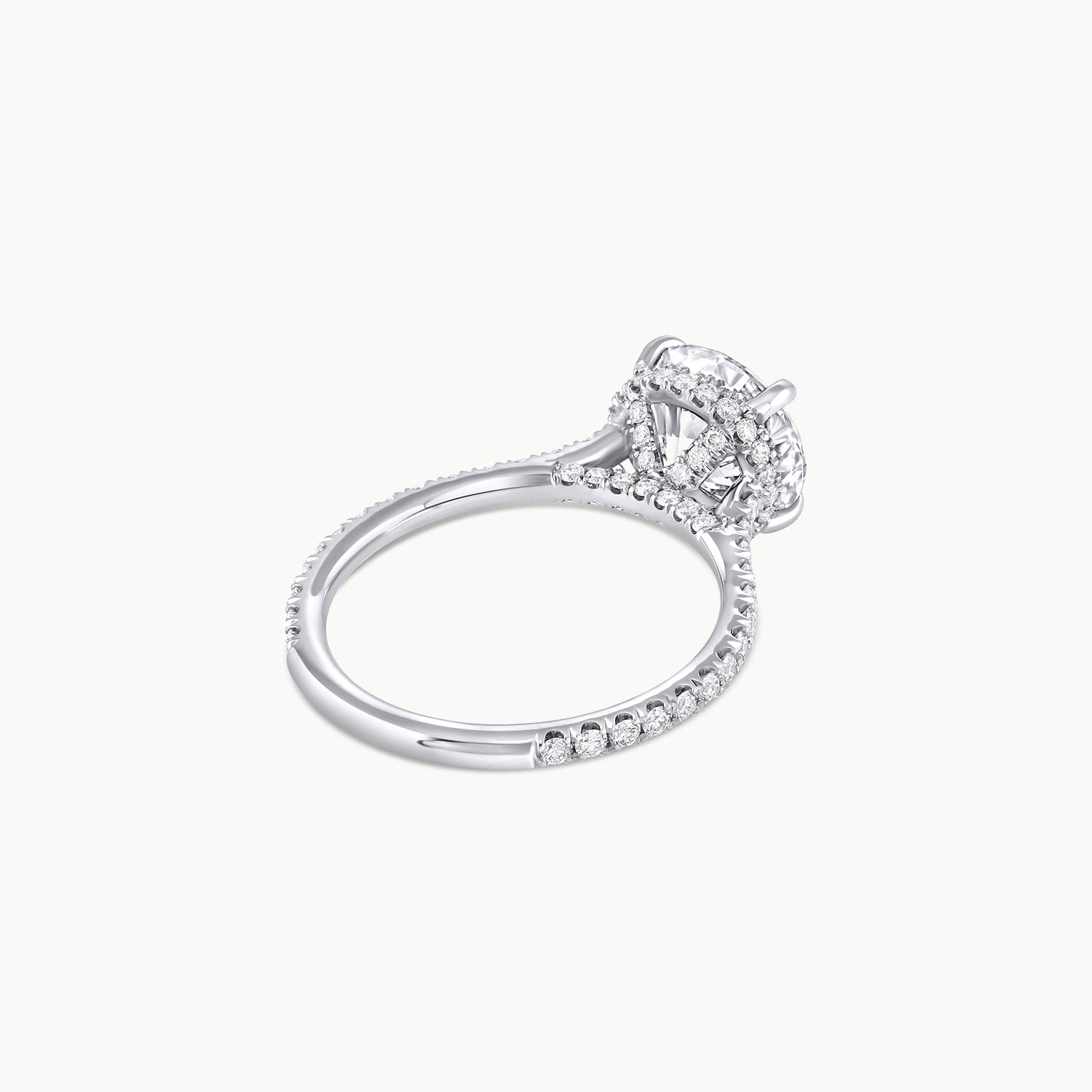 Round Brilliant Hidden Halo Pavé Diamond Engagment Ring