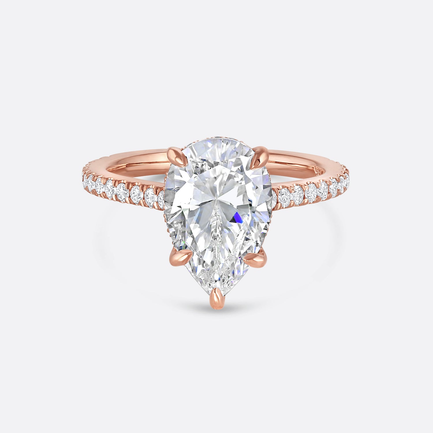 Pear Shaped Hidden Halo Pavé Diamond Engagement Ring