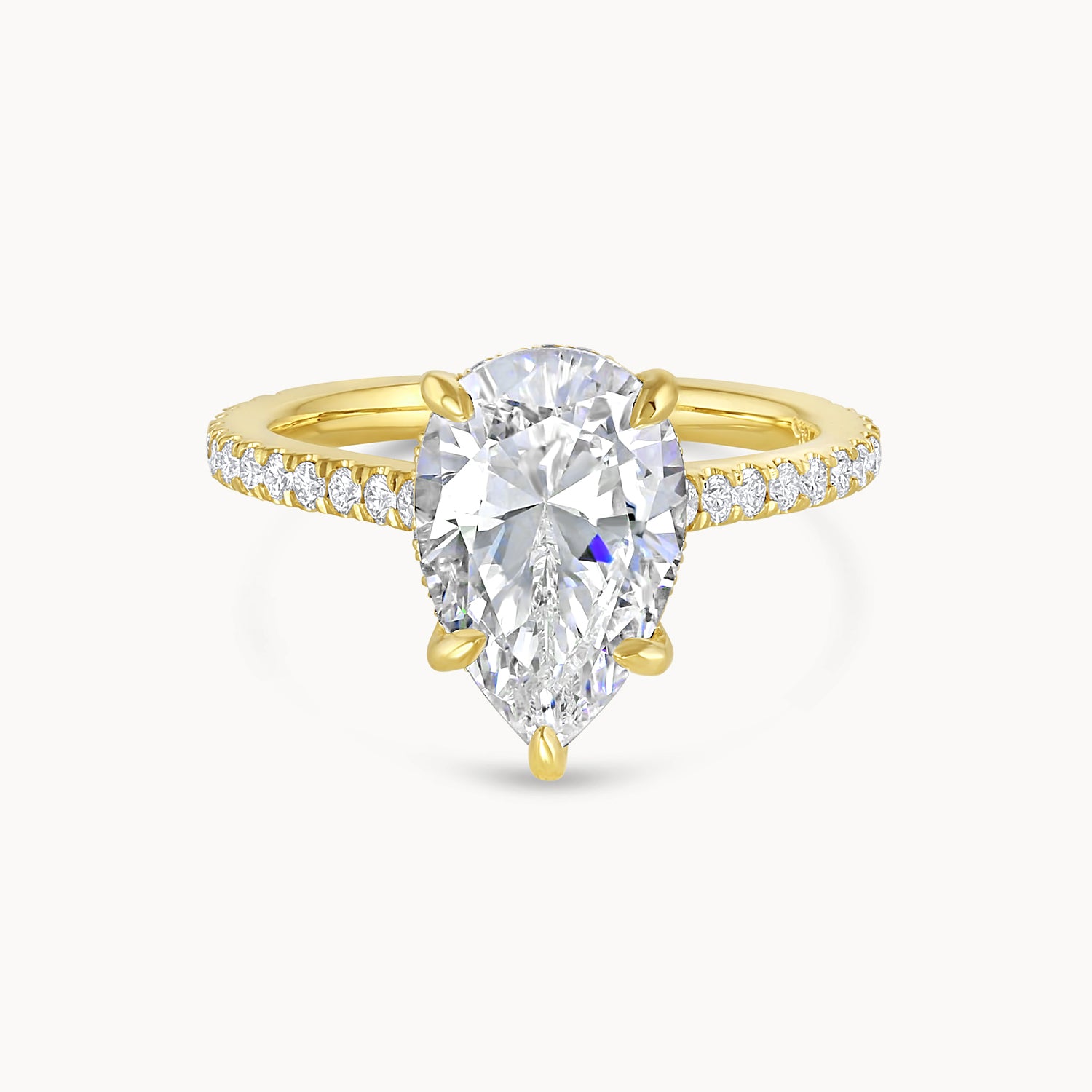 Pear Shaped Hidden Halo Pavé Diamond Engagement Ring