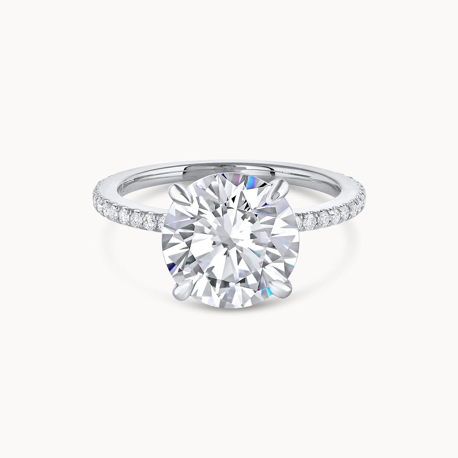 Two Tone Round Brilliant Pavé Diamond Engagement Ring