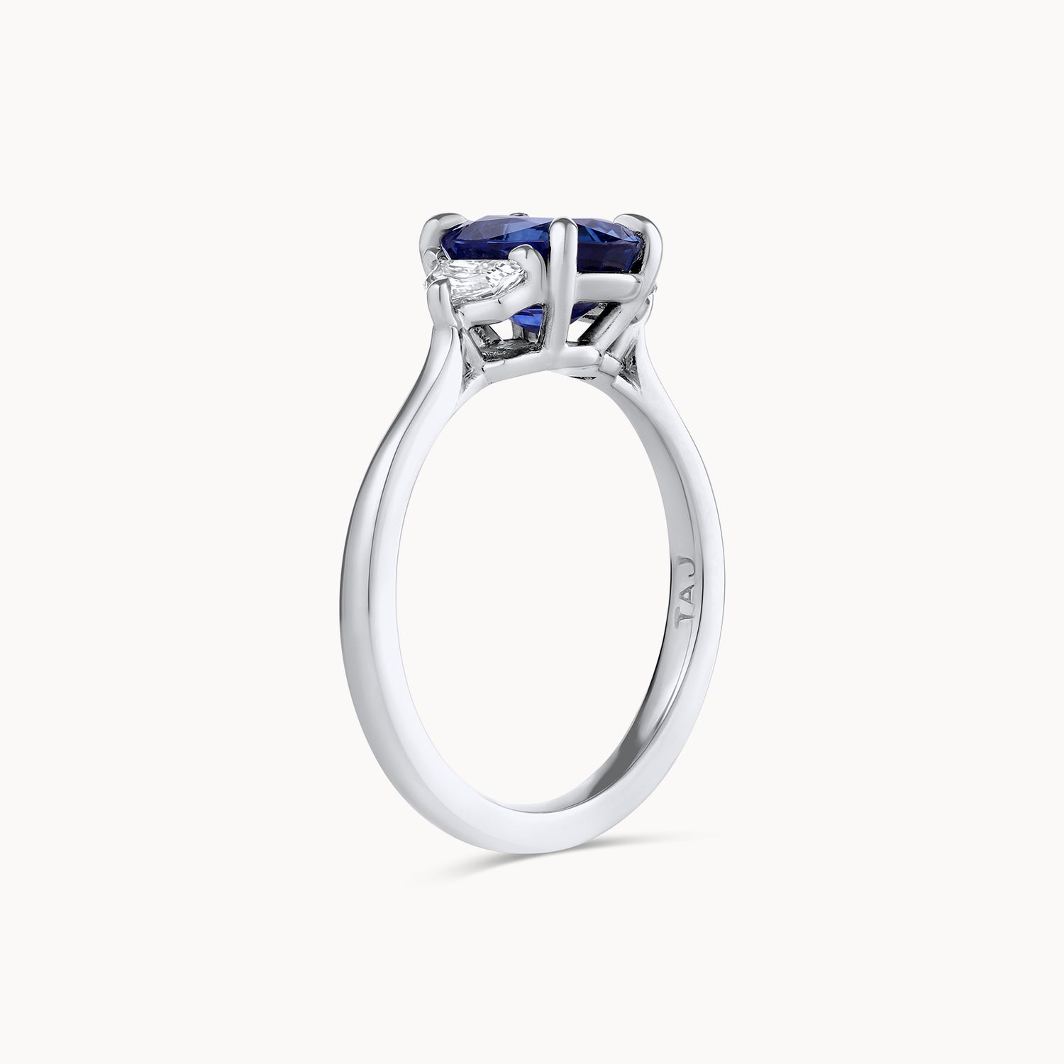 Oval Blue Sapphire 3 Stone Ring