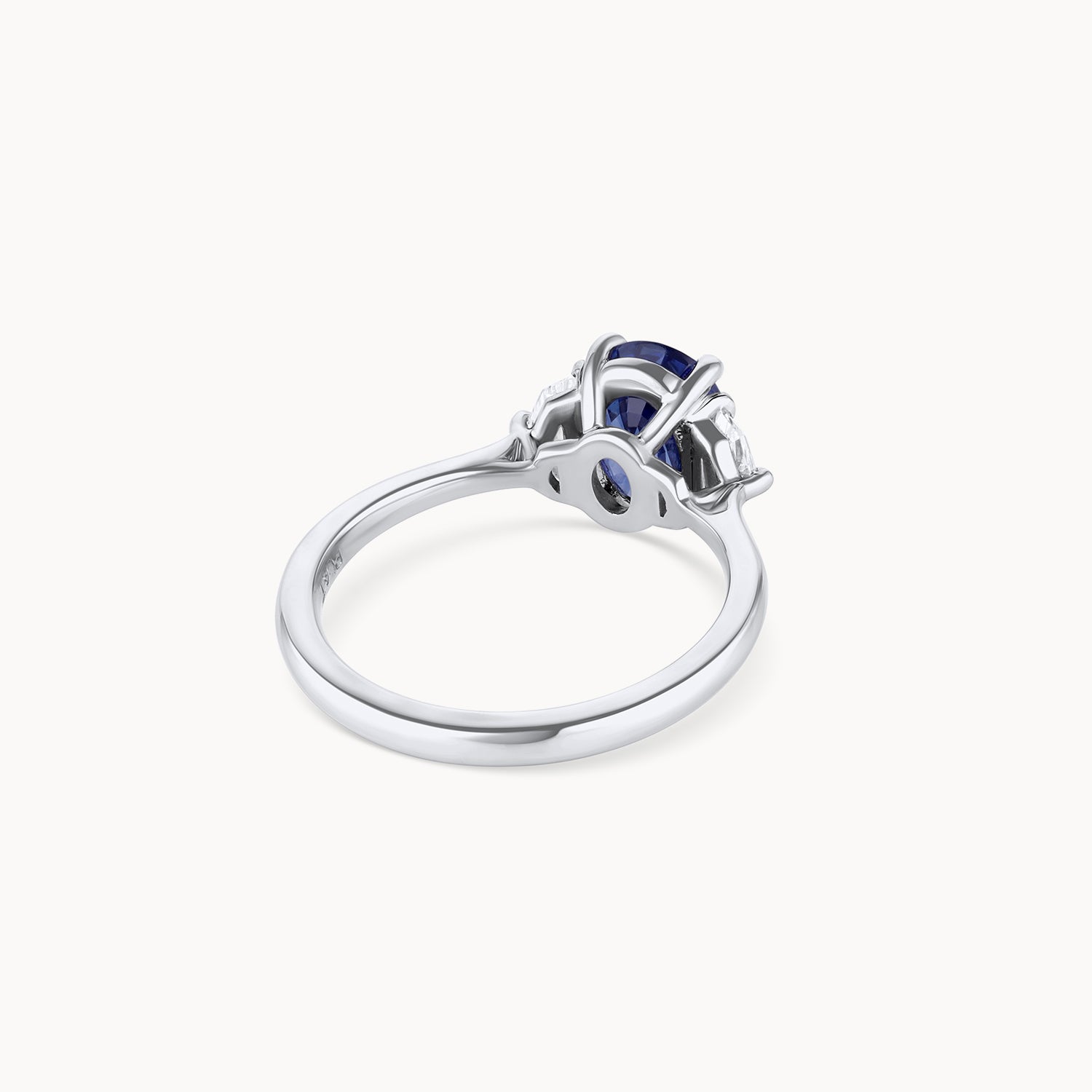 Oval Blue Sapphire 3 Stone Ring