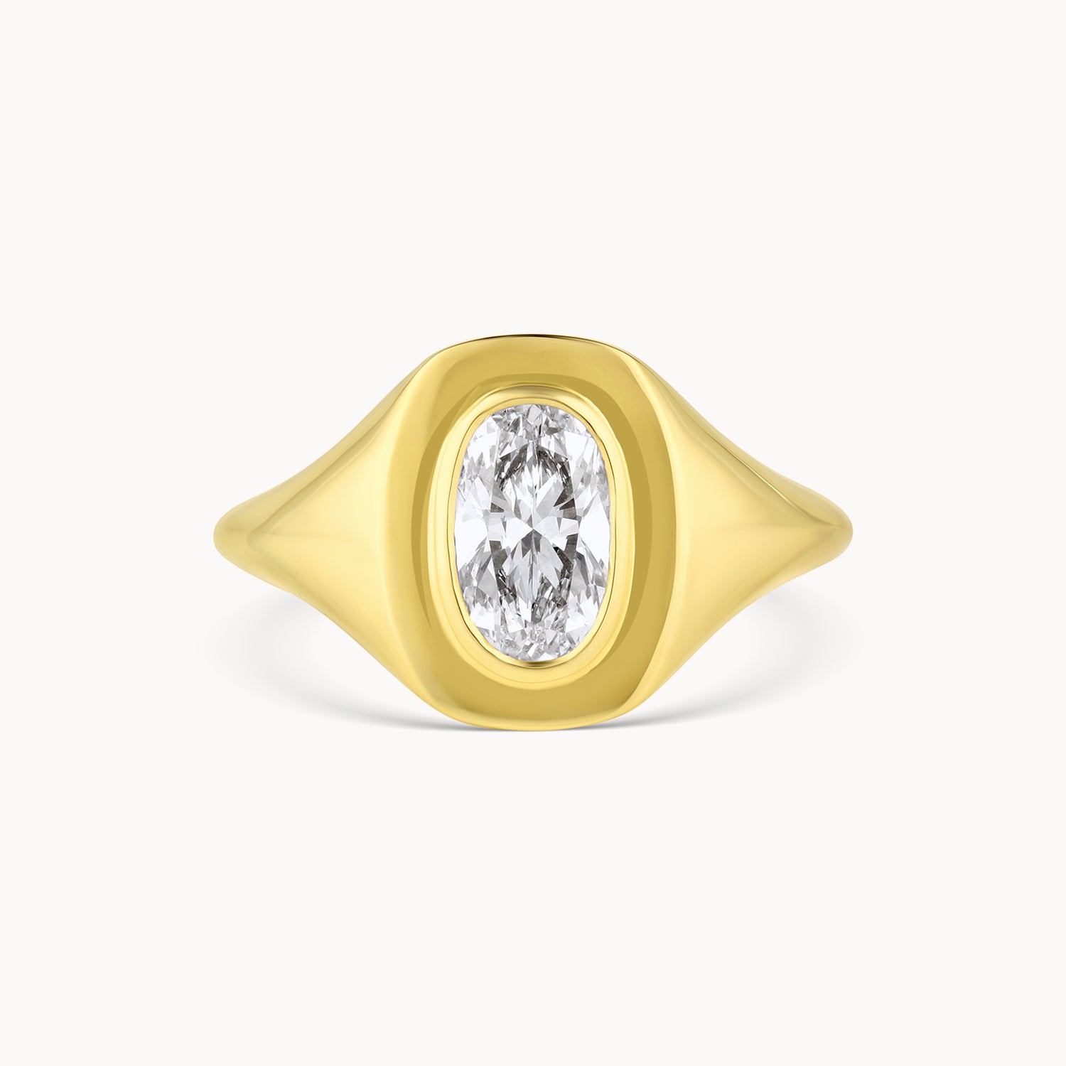 Oval Diamond Signet Ring