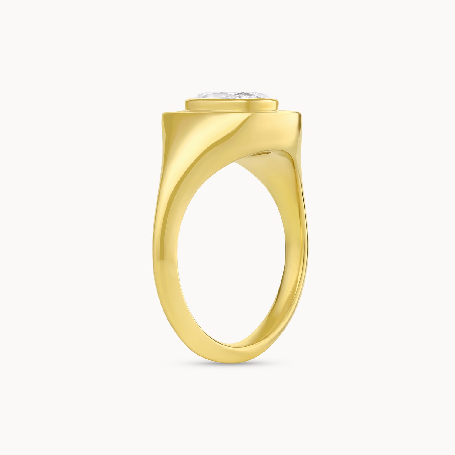 Oval Diamond Signet Ring