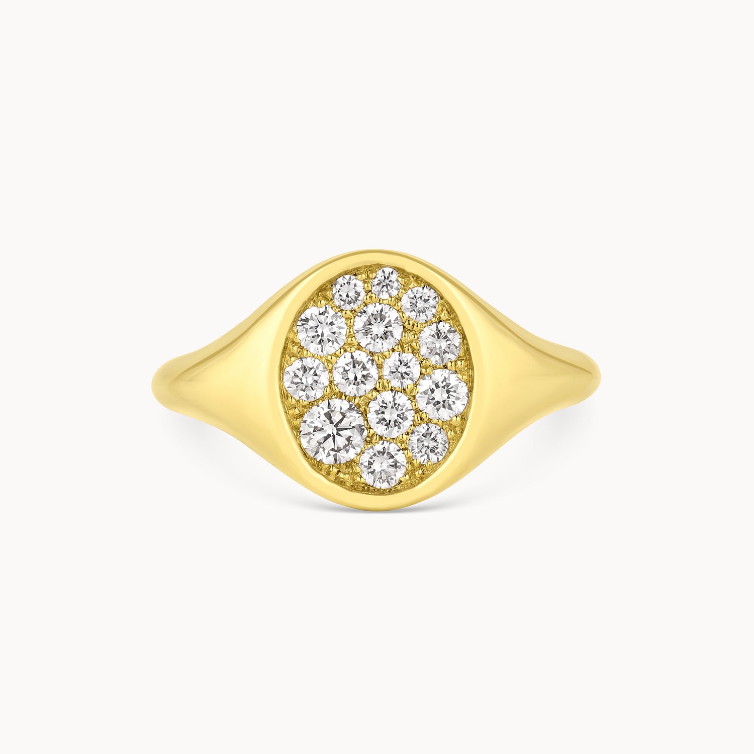 Pave Diamond Cluster Signet Ring