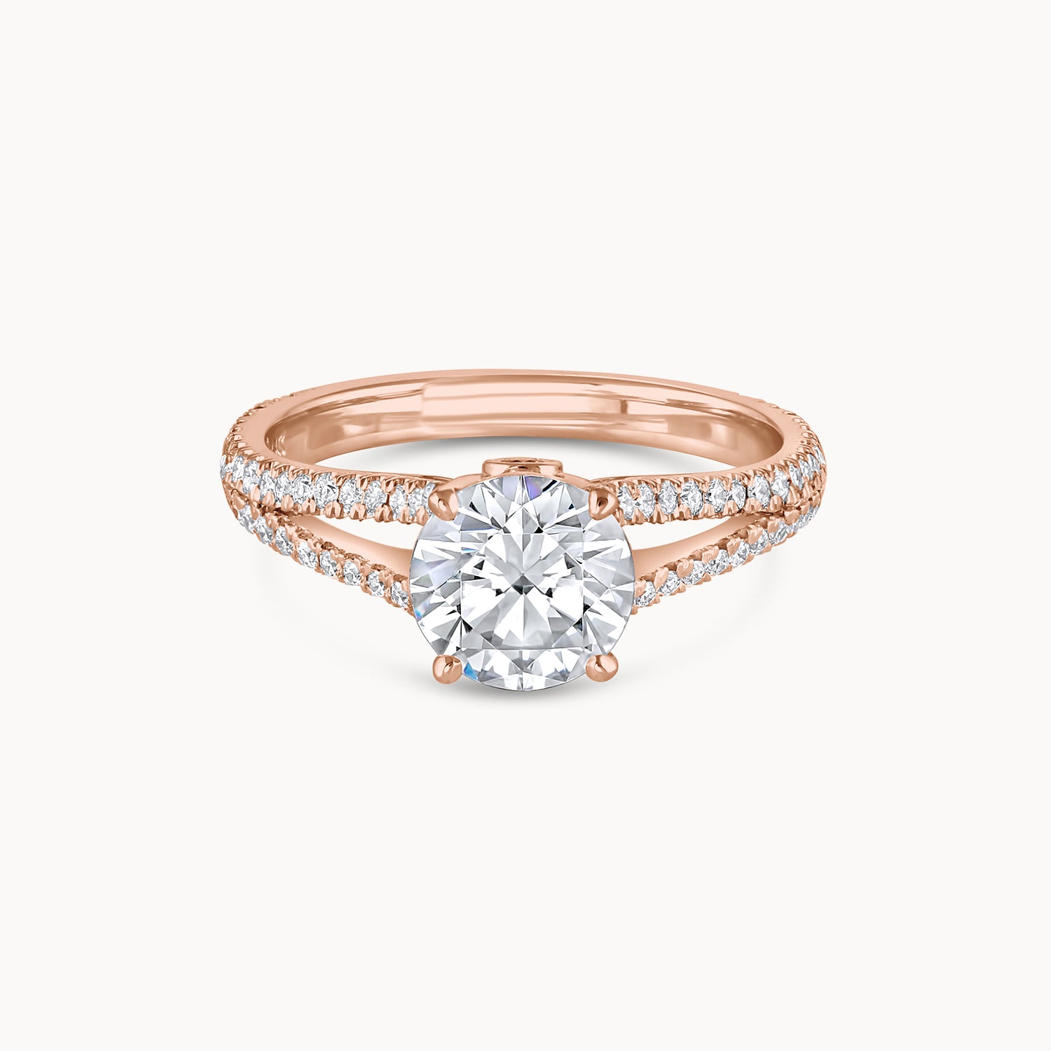 Pavé Split Shank Diamond Engagement Ring