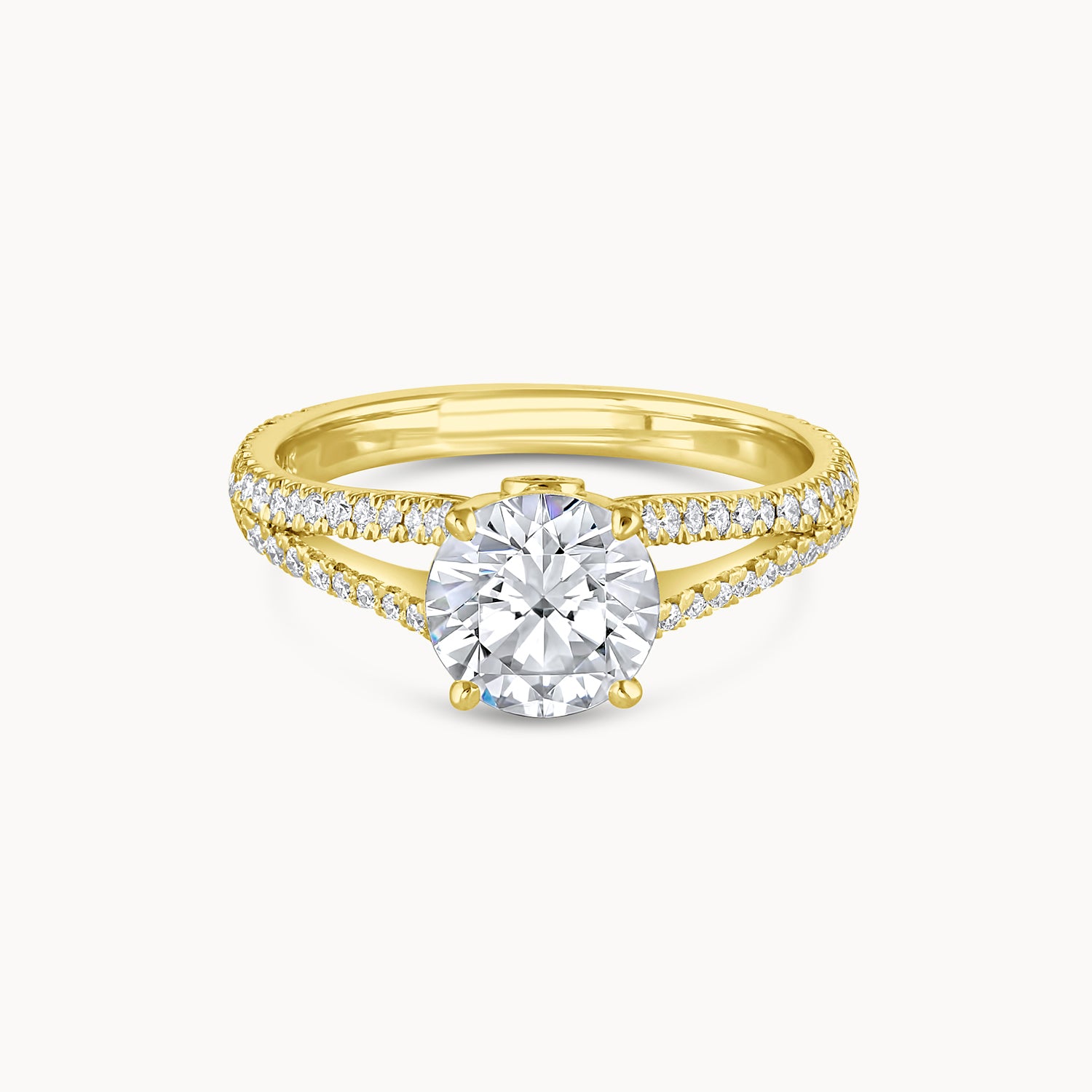 Pavé Split Shank Diamond Engagement Ring