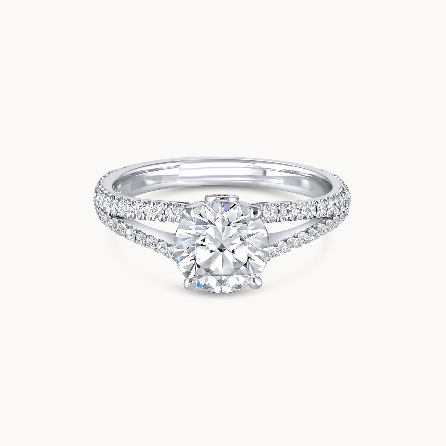 Pavé Split Shank Diamond Engagement Ring