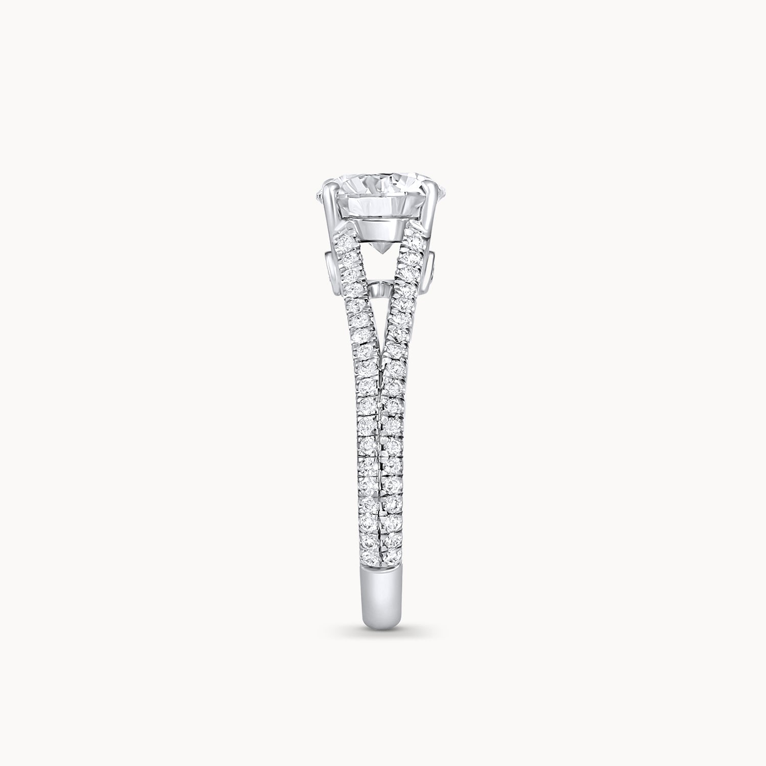 Pavé Split Shank Diamond Engagement Ring