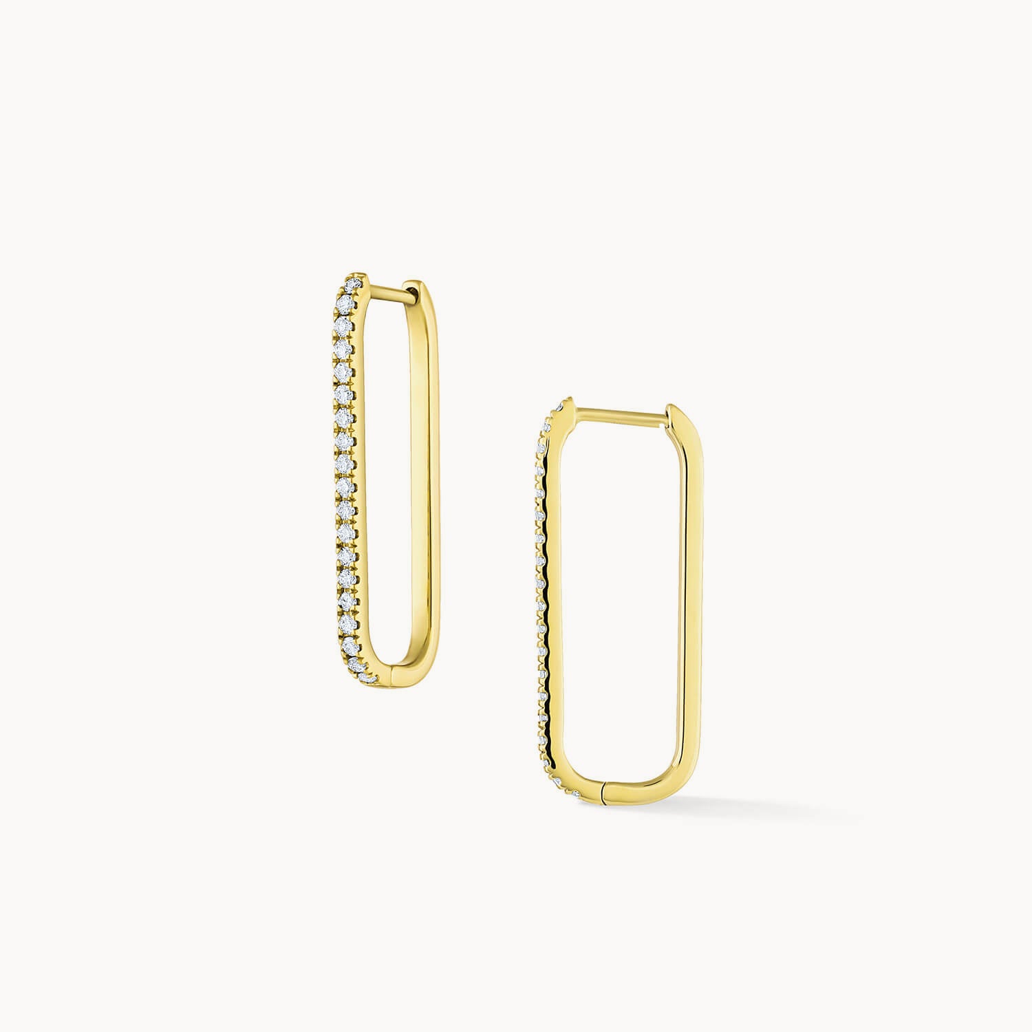 Rounded Rectangular "Paperclip" Diamond Earrings