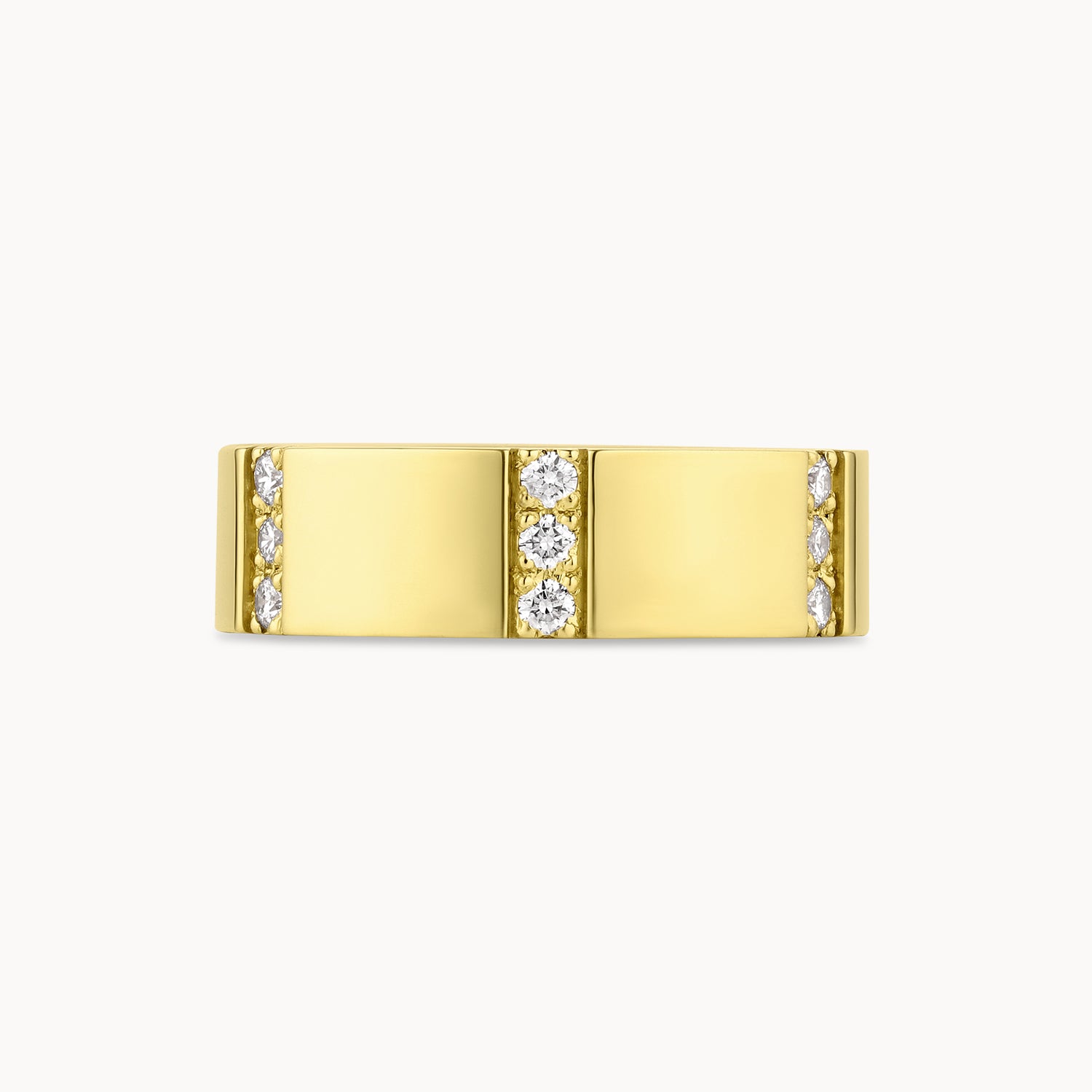 Wide Gold Diamond Row Band