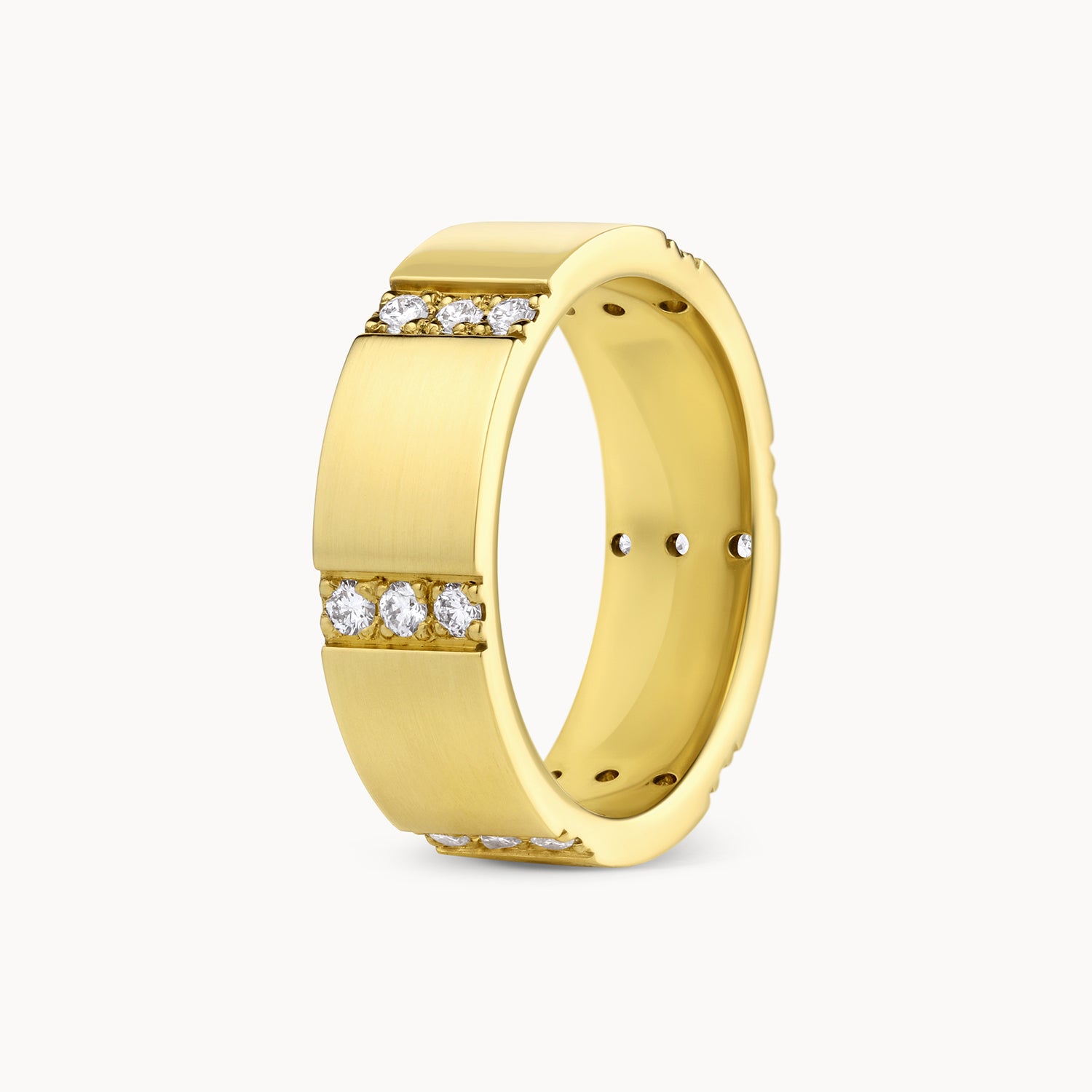 Wide Gold Diamond Row Band